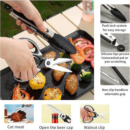 Camping Essentials, Evanda Camping Cooking Utensils, Travel Essentials, Portable Camping Kitchen Utensil Set for Travel, Picnics, RVs, Camping, BBQs, Parties