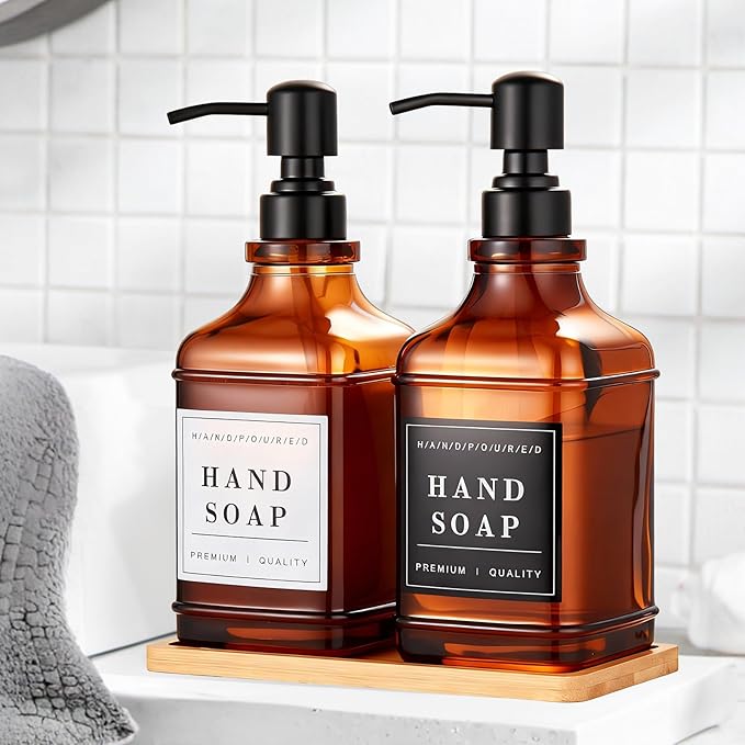 Amber Glass Soap Dispenser
