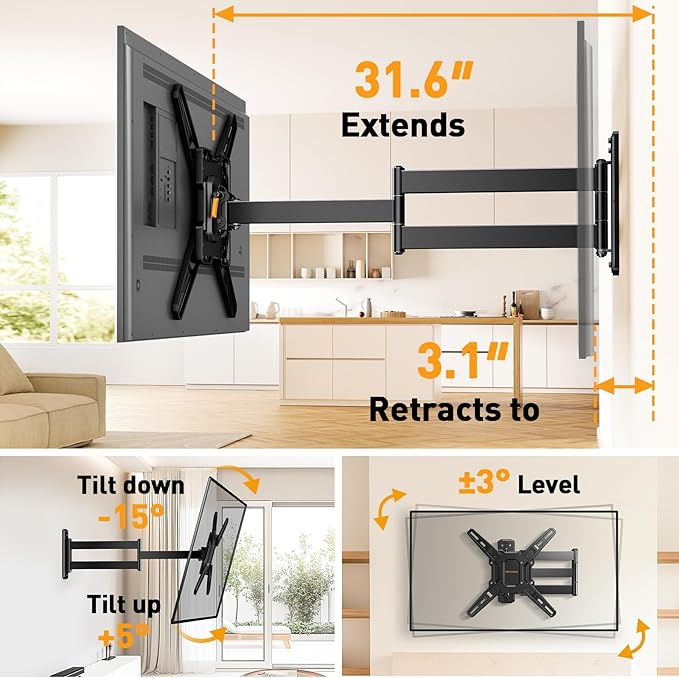 Perlegear Long Arm TV Wall Mount