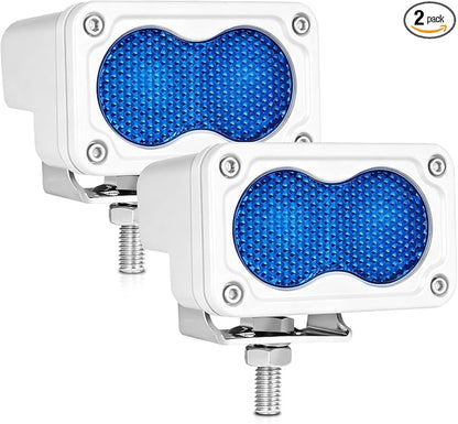 Blue LED Pod Lights 3 Inch 2PCS Auxiliary Backup Rear Light Bar Offroad Fog Driving Light Blue Hunting Fishing Emergency Safety Signal Work Lights for Truck Van UTV Pickup Boat