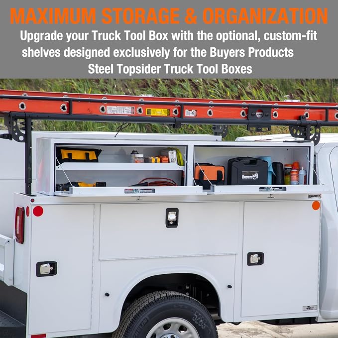 Buyers Products 1721565 Black Aluminum Diamond Tread Topsider Truck Box With Drop Door, 90x18x16 Inch, Weather Resistant, Locking Compression Latch, No Drill Install, Made in USA