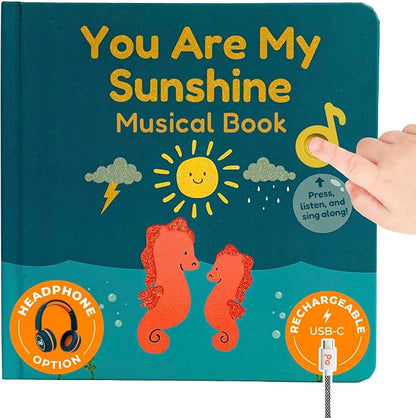Cali's Books You Are My Sunshine Music Book Toddlers 1-3 Years Old - Nursery Rhymes Musical Book, Headphone Jack, Interactive Baby Sound Book, Singing Toy Children Girls Learning Song Toy Toddler Boys