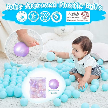 Realhaha Ball Pit Balls 50 100 200 500 Play Balls Plastic Balls for Baby Girls Toddlers Kids Play Tent Pool Playhouse Playpen Party Decoration