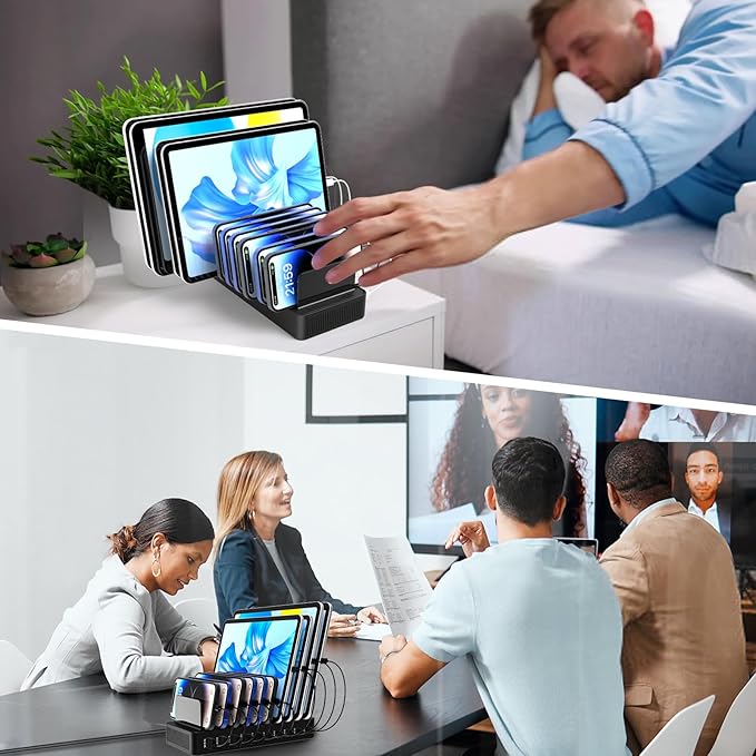RISWOJOR Charging Station for Multiple Devices, 100W 10 Ports Charging Dock