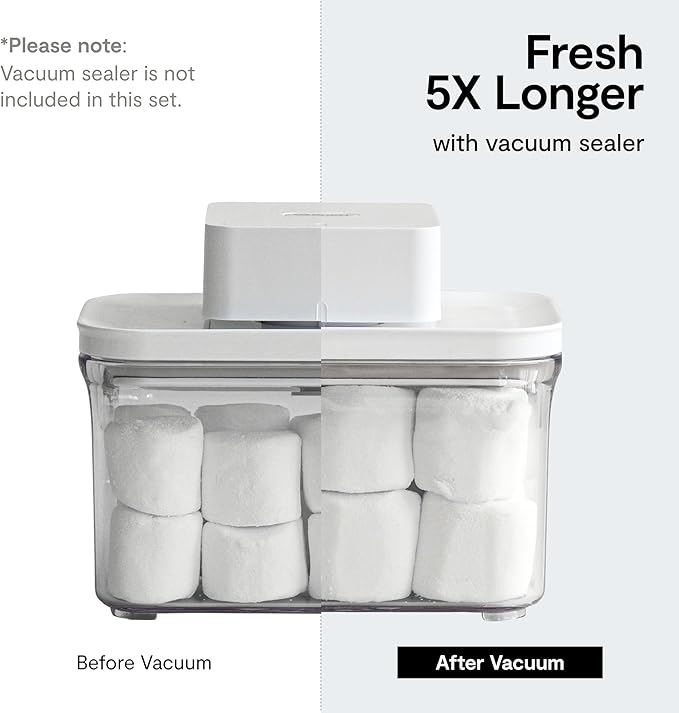VAKUEN Premium Airtight Food Storage Containers, Square-S 3PC-SET, Smart One-Click Seal Lid, No Hinges, 100% Leak Proof, BPA-FREE, Dishwasher, Freezer & Microwave Safe
