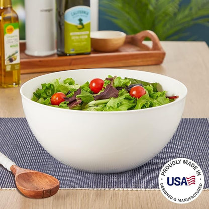 US Acrylic Vista White Plastic Salad and Serving 10-inch Bowls | set of 3 | Reusable, BPA-free, Made in the USA | 135 oz. capacity