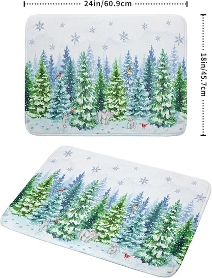 Winter Bear Bird Dish Drying Mat