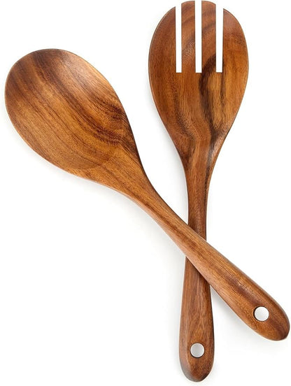 MYRAINBOW Salad Tongs, Wooden Spoons, Salad Tongs