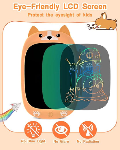 Toddler Kids Toys Gifts - 10 Inch LCD Writing Tablet Doodle Board, Colorful Drawing Tablet Pad, Kids Games Christmas Birthday Dogs Toys for 3 4 5 6 7 Years Old Girls Boys(Yellow)
