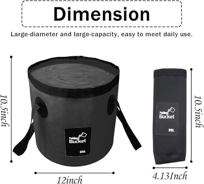 Esthesia Collapsible Bucket, 5 Gallon Portable Folding Water Container for Travelling, Camping, Hiking, Fishing, Gardening