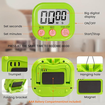 12 Pack Multi-Function Digital Timers, Magnetic Large LCD Display Loud Alarm