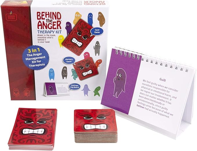 Behind the Anger Therapy Kit | Counseling Tools & Anger Management for Kids & Teens | CBT Games & Therapy Board Games for Emotional Regulation | for Therapists, Counselors & Teachers