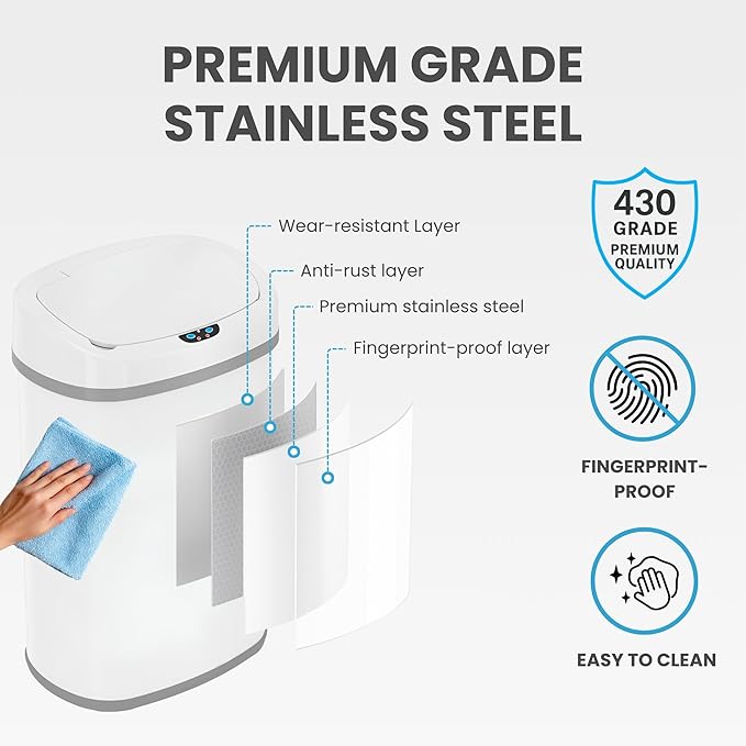 iTouchless 13 Gallon Oval Sensor Trash Can