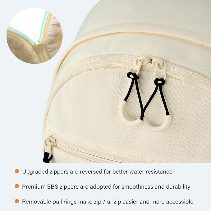 Carry On Travel Backpack For Women, 18 Inch Water Resistant Large Backpack Lightweight Bookbag For Men, 8x14x18 Personal Item Bag Casual Daypack Backpacks For Work Office Commuter (Offwhite)