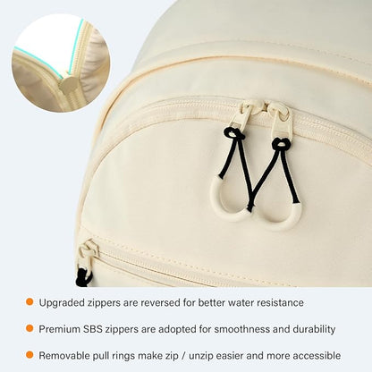 Carry On Travel Backpack For Women, 18 Inch Water Resistant Large Backpack Lightweight Bookbag For Men, 8x14x18 Personal Item Bag Casual Daypack Backpacks For Work Office Commuter (Offwhite)