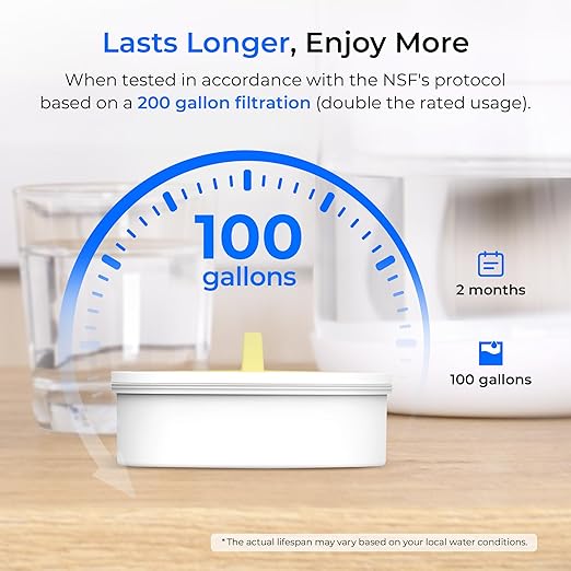 Waterdrop PT-09W 10-Cup Large Glass Water Filter Pitcher, Eco-Friendly