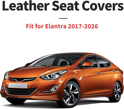 Car Seat Covers Compatible with Hyundai Elantra 2017-2026 - Waterproof & Breathable Luxury Leather All-Weather Seat Cushions Protectors, Airbag Compatible, Only 2 Front seat Covers (Beige)