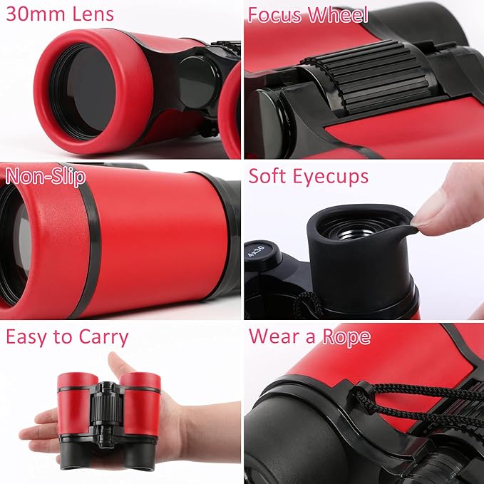 Scotamalone Kids Binoculars Shock Proof Toy Binoculars Set for Age 3-12 Years Old Boys Girls Bird Watching Educational Learning Hunting Hiking Birthday Presents