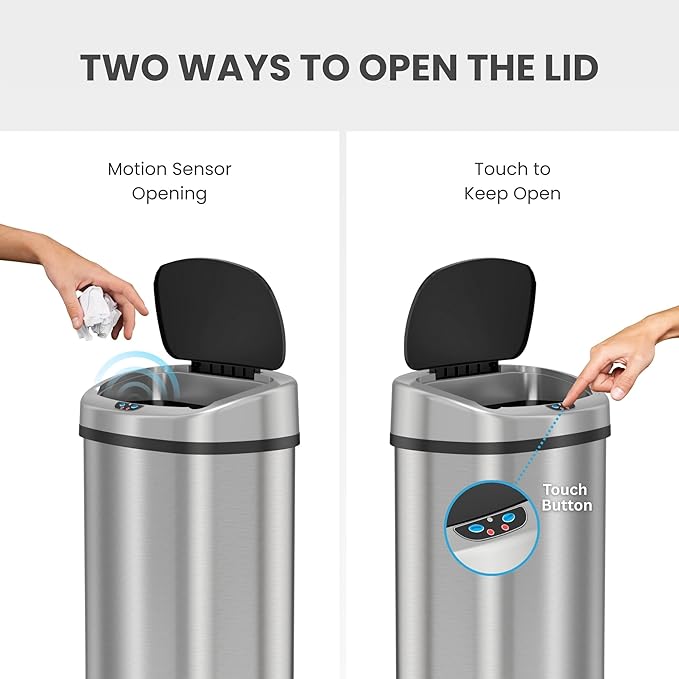 iTouchless 13 Gallon Oval Sensor Trash Can