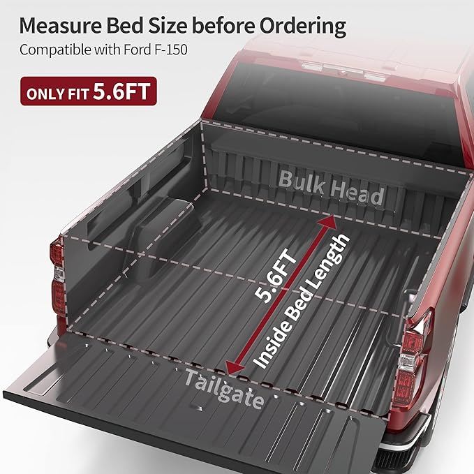 OEDRO Quad Fold Tonneau Cover Soft Four Fold Truck Bed Covers Compatible with 2015-2026 Ford F-150 F150 with 5.5 Feet Bed