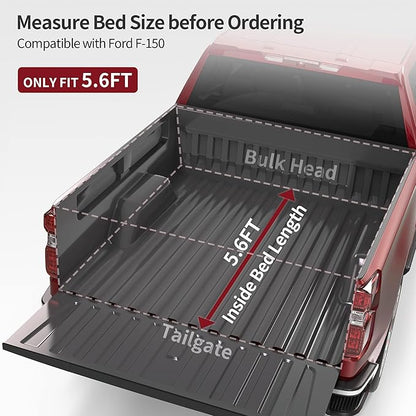 OEDRO Quad Fold Tonneau Cover Soft Four Fold Truck Bed Covers Compatible with 2015-2026 Ford F-150 F150 with 5.5 Feet Bed