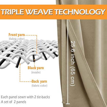 Hiasan Blackout Curtains for Bedroom, 60 x 63 Inches Length