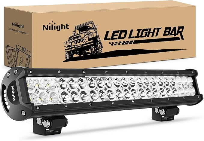 Nilight - 60005C-A 20Inch 126W Spot Flood Combo Led Light Bar Off Road Lights Boat Lighting Fog Light Driving Lights LED Work Light for Trucks, 2 Years Warranty