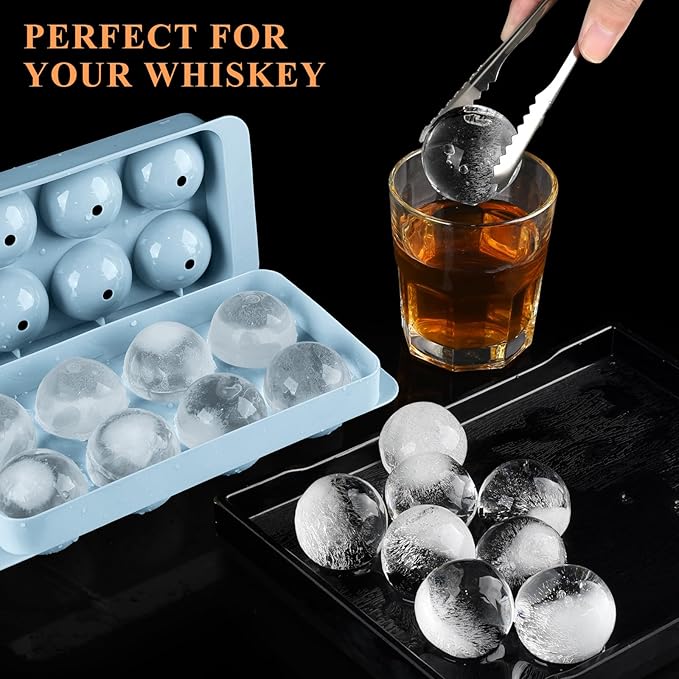Round Ice Cube Trays for Freezer, 1.8 INCH x 8, Ice Ball Maker Mold | Round Ice