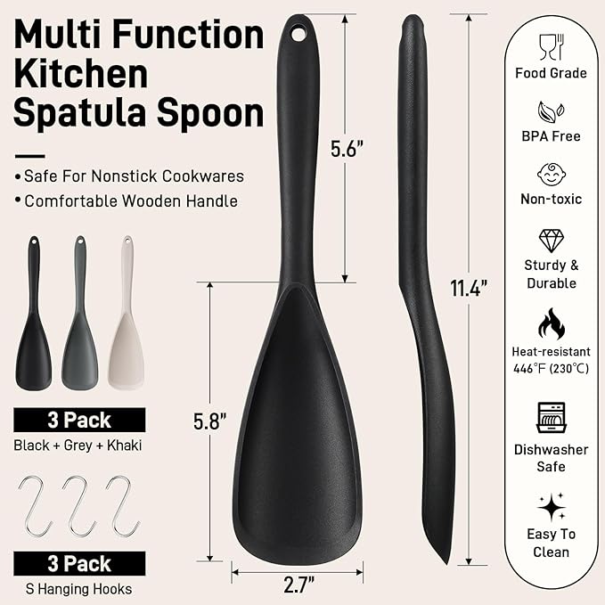 3 PACK Silicone Cooking Spatula Spoons