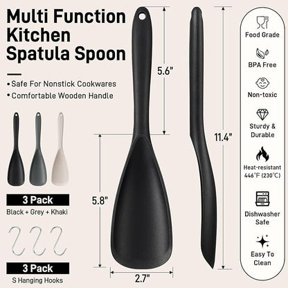 3 PACK Silicone Cooking Spatula Spoons