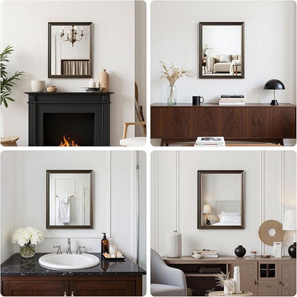 Retro Copper Effect Framed Wall Mirror, 24x32 Rectangle Mirror,