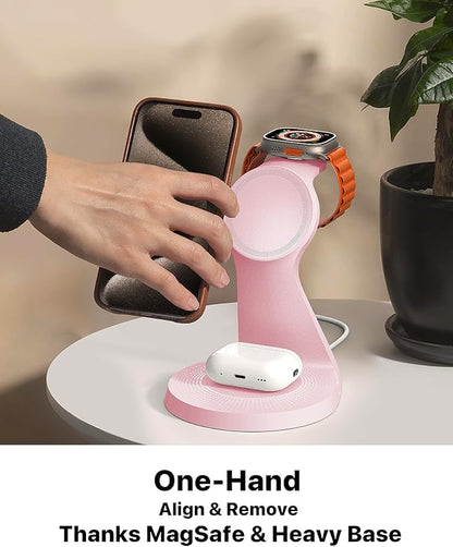 3 in 1 Charging Station for Apple Devices, Mag-Safe Charger Stand Fast Charging