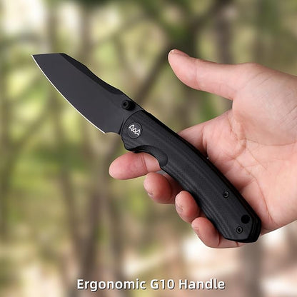 Folding Pocket Knife, 3.35" 14C28N Blade G10 Handle EDC Knife with Liner Lock, Small Pocket Knife with Clip for Men, Sharp Camping Hiking Hunting Survival Knives (Black)