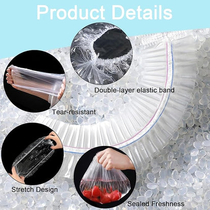 500pcs Plastic Bowl Covers Food Cover, Food Fresh Keeping Bags Elastic Reusable
