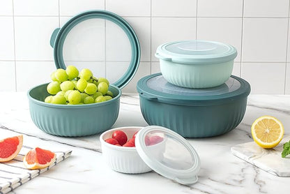 COOK WITH COLOR Prep Bowls with Lids- Wide and Deep Nesting Plastic Small