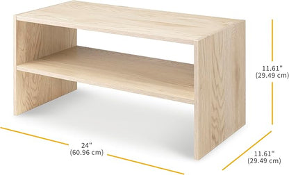 Whitmor Wood Stackable 2-Shelf Shoe Rack, 24 inches
