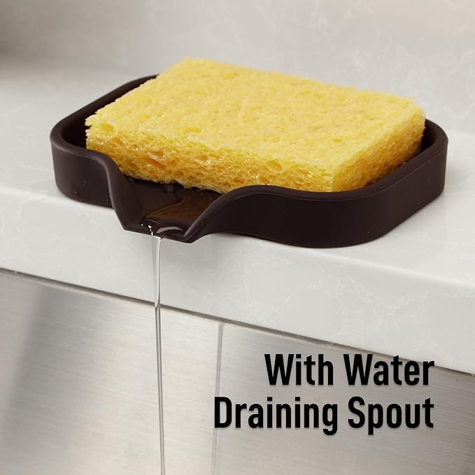Zulay Kitchen Small Silicone Sponge Holder – Space-Saving Sink Organizer Tray