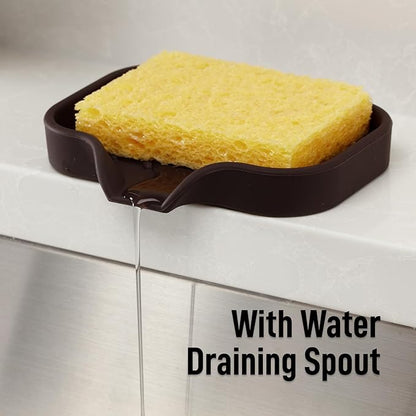 Zulay Kitchen Small Silicone Sponge Holder – Space-Saving Sink Organizer Tray