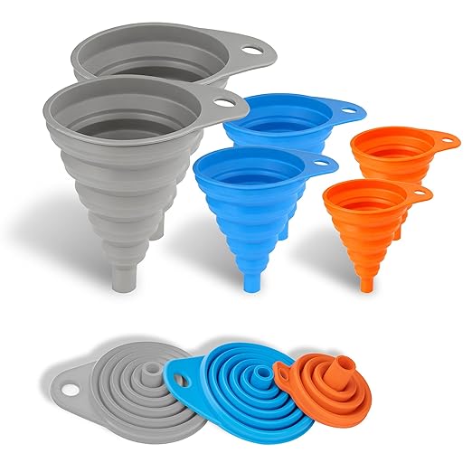 6 Pcs Funnels for Kitchen Use Filling Bottles, Silicone Funnel Small and Large