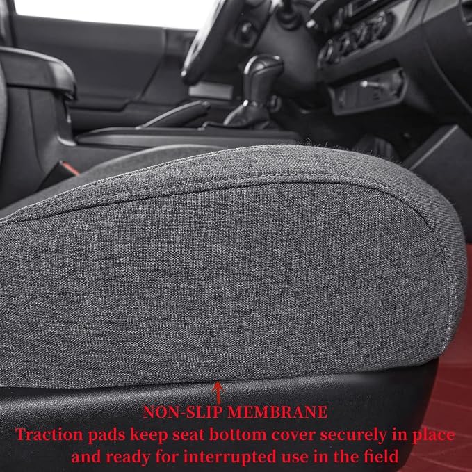 coverdream Custom Fit Seat Covers for 2016-2023 Toyota Tacoma Double Cab/Crew Cab SR,SR5,TRD Off Road,TRD Pro,TRD Sport,Limited,Fully Covered,UV Resistant Polyester Seat Protector (Full Set,Gray)