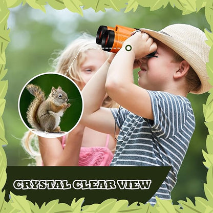 Libima 24 Pcs Binoculars for Kids Educational Compact Kids Binoculars with Neck String Toddler Telescope for Boys Girls Learning Bird Watching Camping Hiking Travel Safaris Birthday Gifts(Orange)