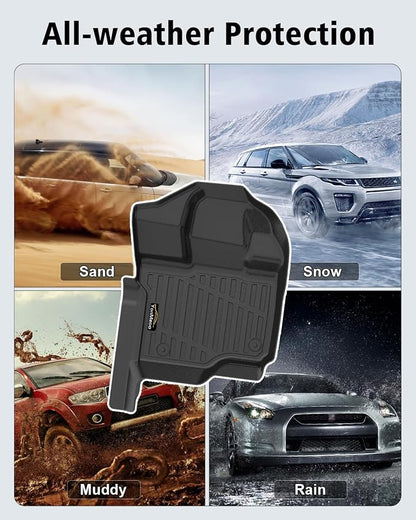Floor Mats for 2017-2026 Ford F250/F350/F450 Super Duty Crew Cab with Rear Under Seat Storage All Weather TPE Floor Liners Custom Fit for F-250/F-350/F-450 1st & 2nd Row Anti-Slip Full Set Car Mats
