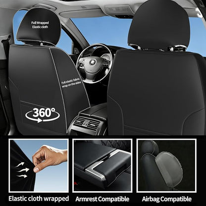 Car Seat Covers Compatible with Hyundai Venue 2020-2025 2026 - Full Set 5 Seats Luxury Leather All-Weather Seat Cushions & Protectors, Waterproof & Breathable, Airbag Compatible (Whiteline)