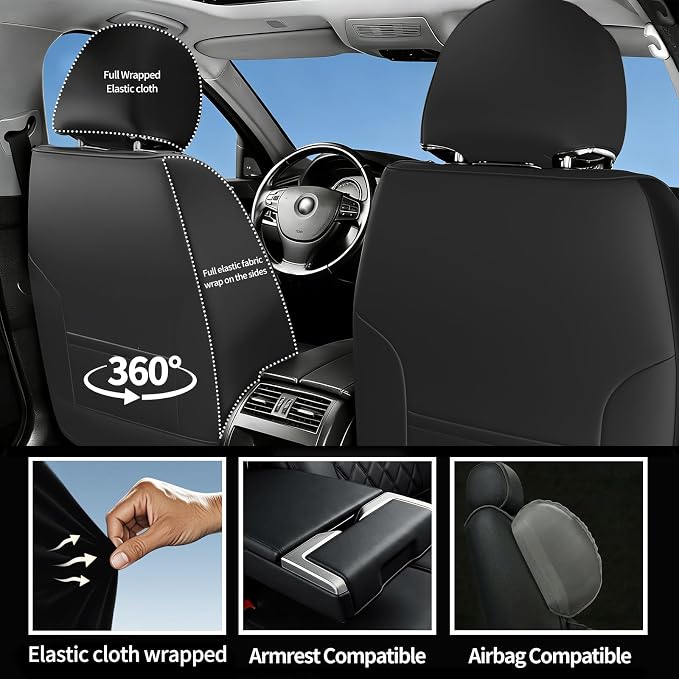 Car Seat Covers Compatible with Hyundai Palisade 2020-2026 Waterproof & Breathable Luxury Leather All-Weather Seat Cushions Protectors, Airbag Compatible, Only 2 Front seat Covers (Red)