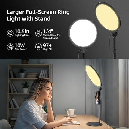Anautin 10.5in LED Desk Ring Light, Video Conference Lighting