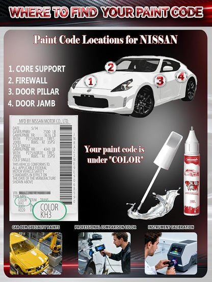 A20 Red Alert/Scarlet Red Car Touch Up Paint for Nissan, Color Accurate Two-In-One Car Paint Scratch Repair Pen, Professional Scratch Remover for Vehicles Chips and Nicks Scuff