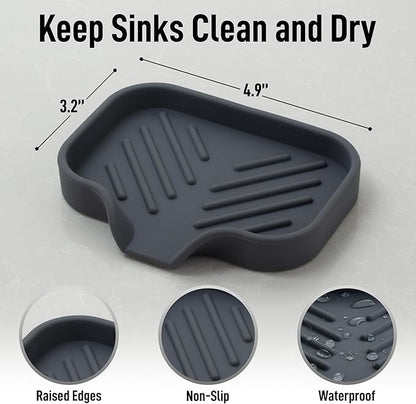 Zulay Kitchen Small Silicone Sponge Holder – Space-Saving Sink Organizer Tray