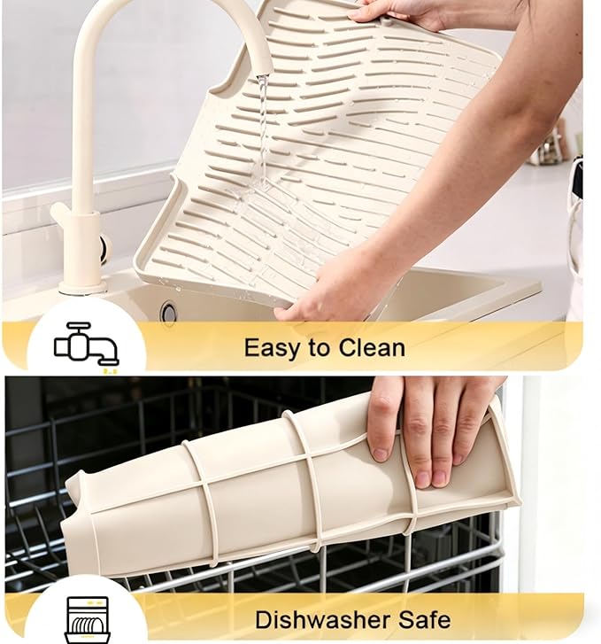 Silicone Dish Drying Mat for Kitchen Counter Sink, Non-Slip dish drying Pad