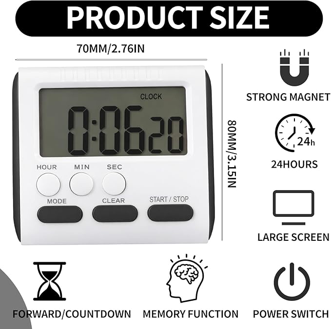 Mudder 12 Pack Digital Kitchen Timer
