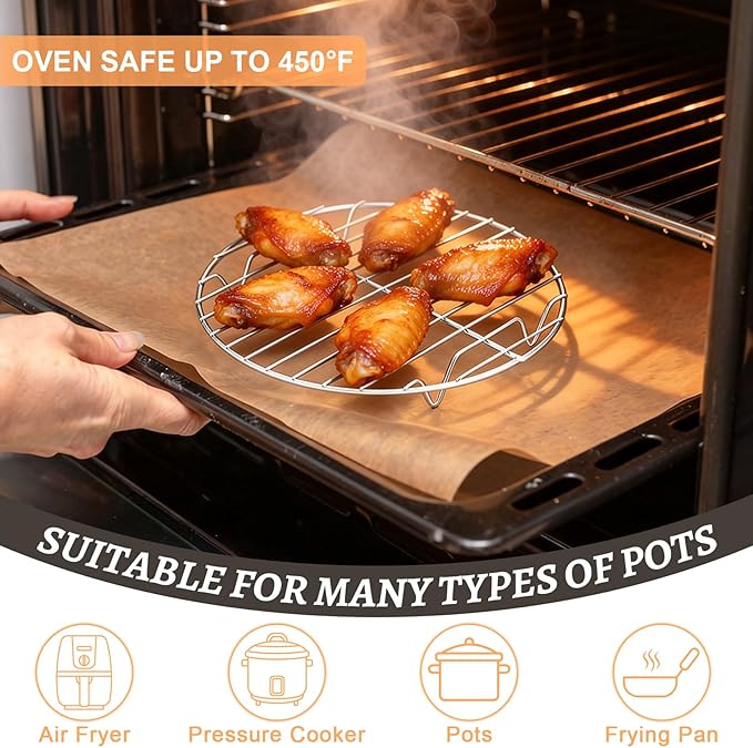 P&P CHEF Round Cooking Rack, Fits Air Fryer/Stockpot/Pressure Cooker/Round Cake